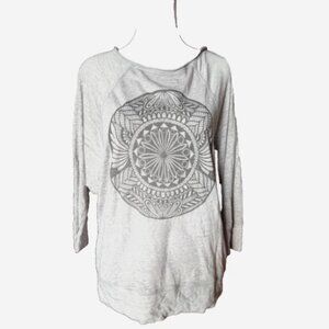 Lucky Lotus Light Gray Dolman Sleeve Knit Pullover Top Women’s Small Relaxed Fit